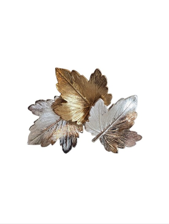 Vintage Jewelry - Maple Leaf Vintage Silver Gold Brooch Pin